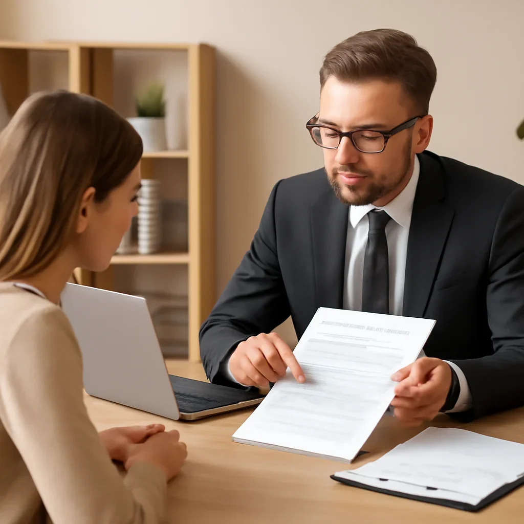 Broker reviewing how to compare car insurance quotes in details