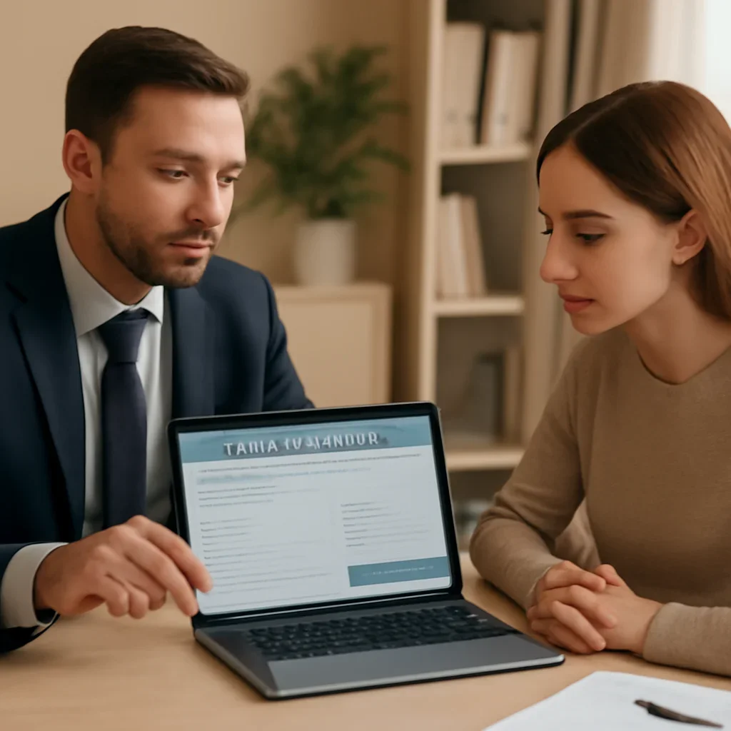 Broker reviewing how to renew car insurance online in details