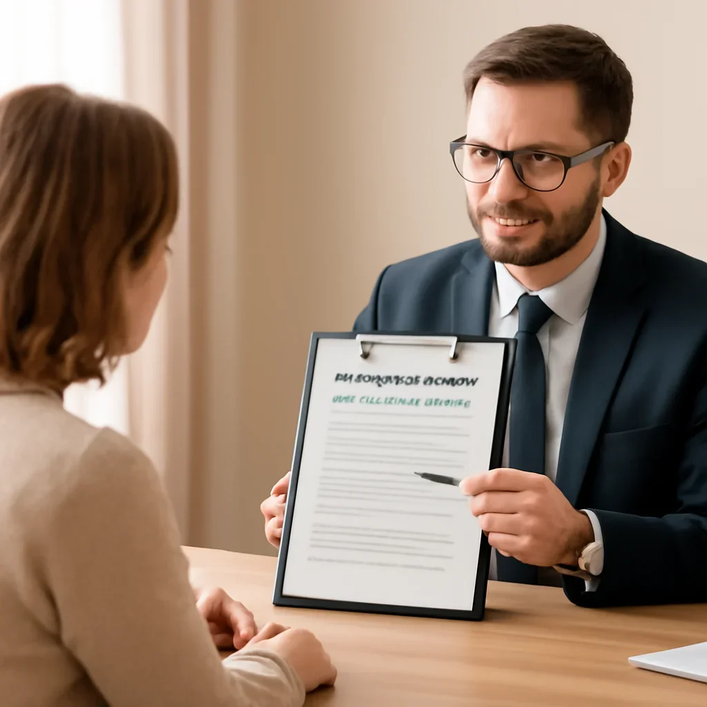 Broker reviewing short-term rental insurance details