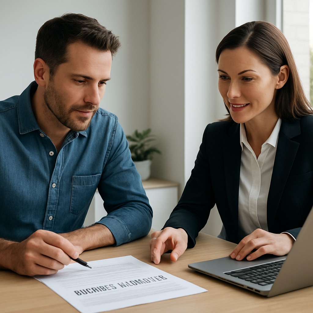 Business owner reviewing commercial insurance options with an advisor in British Columbia