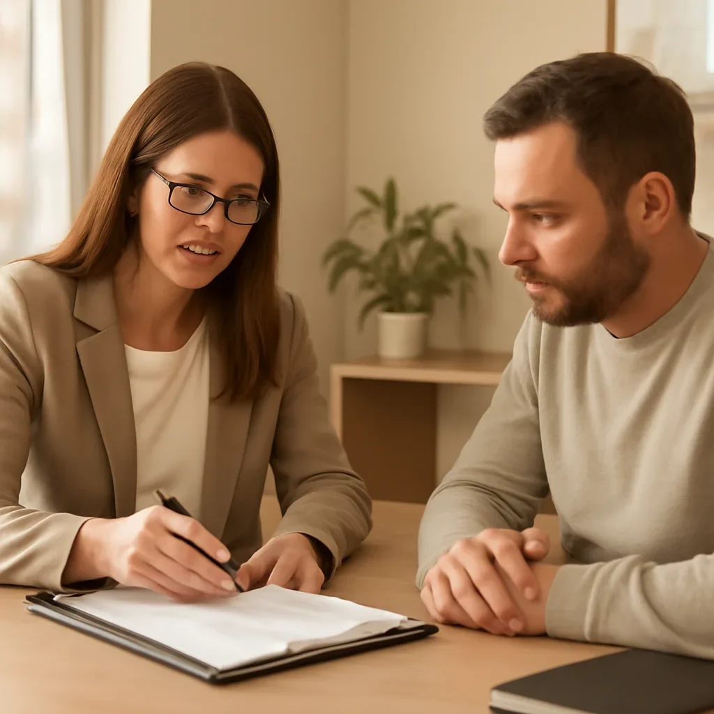 Broker reviewing barriere insurance referrals details in Barriere