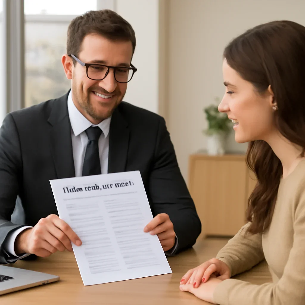 Broker reviewing auto insurance details in Burnaby