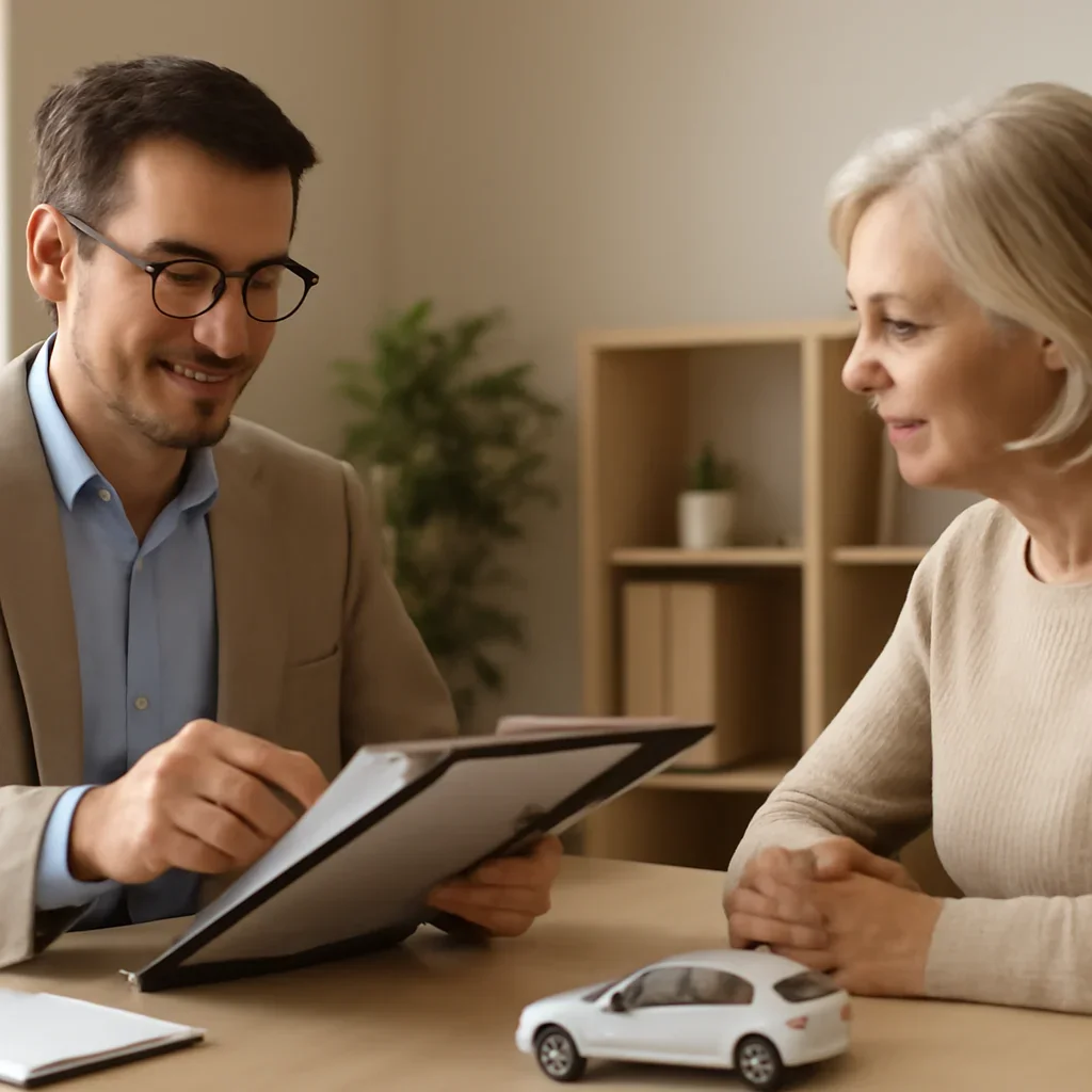 Broker reviewing auto insurance details in Courtenay