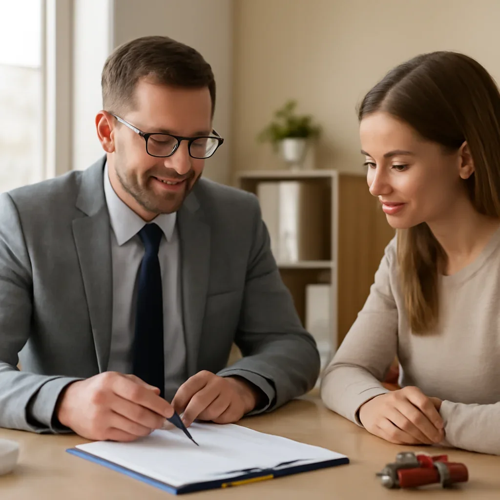 Broker reviewing auto insurance details in Cranbrook