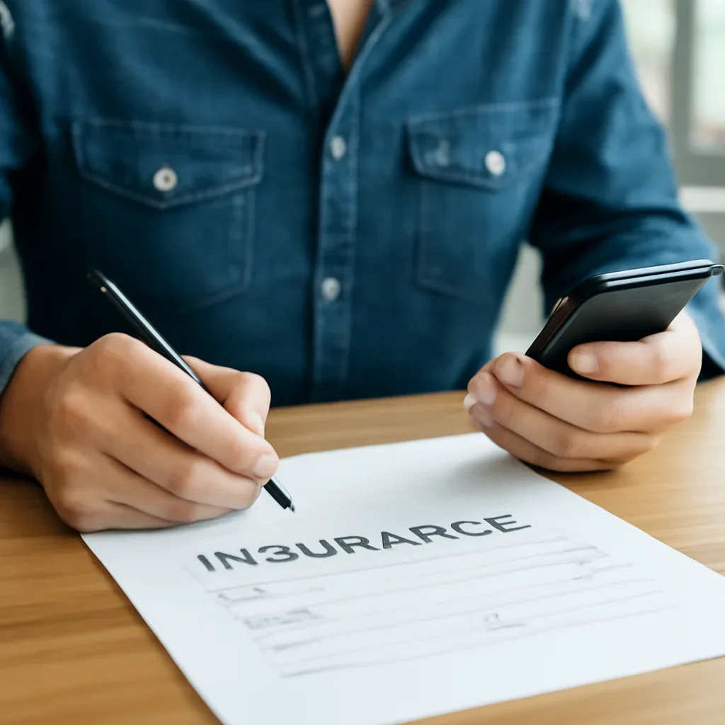 Customer preparing insurance information for the next step in Grand Forks
