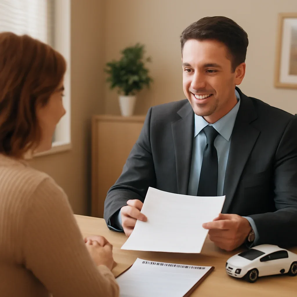 Broker reviewing auto insurance details in Kamloops