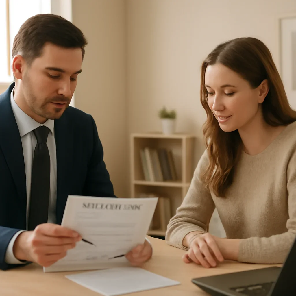 Broker reviewing home insurance details in Kamloops