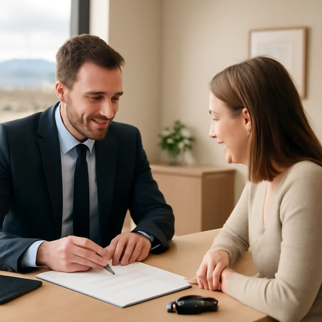 Broker reviewing auto insurance details in Kelowna