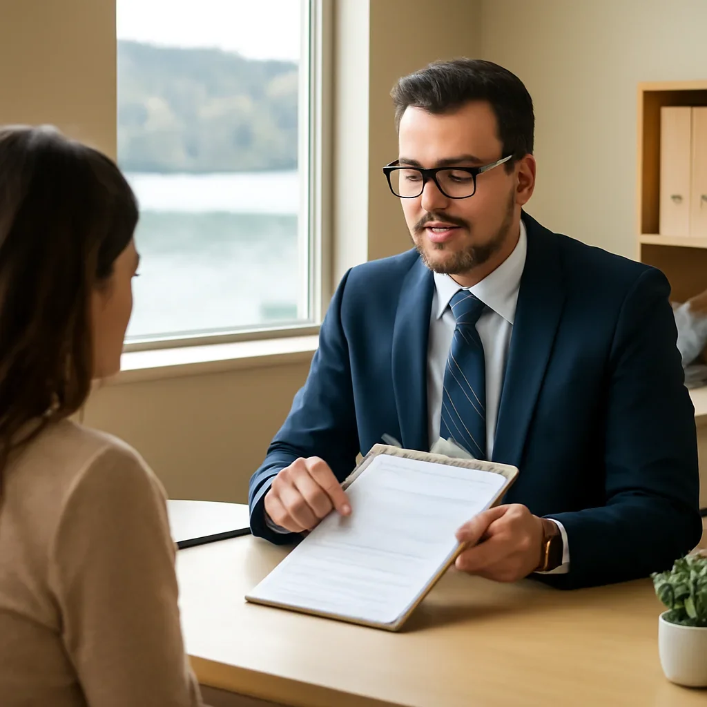 Broker reviewing lake country insurance referrals details in Lake Country