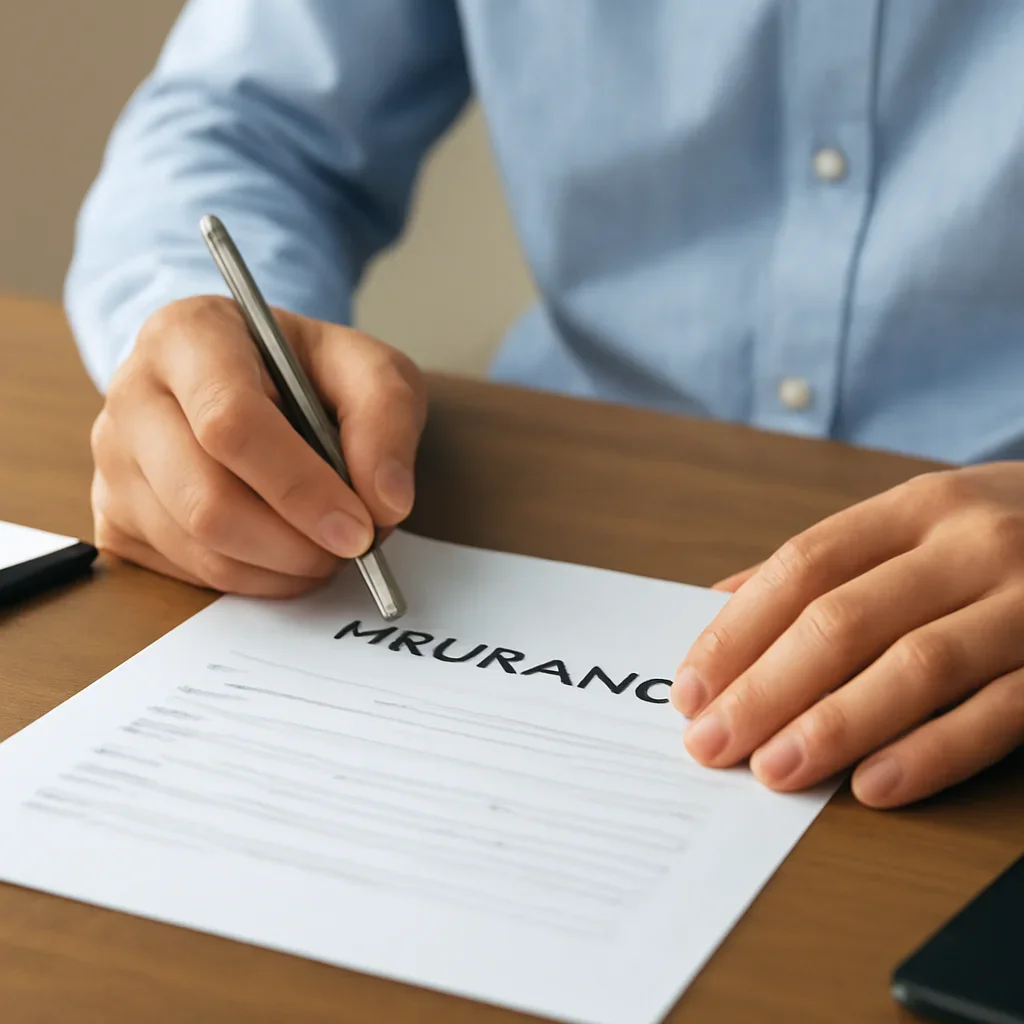 Customer preparing insurance information for the next step in Langley