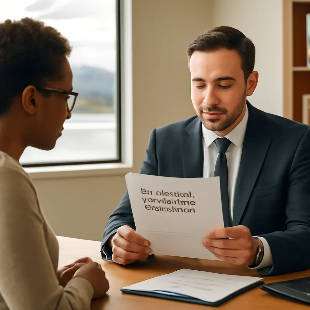 Broker reviewing logan lake insurance referrals details in Logan Lake