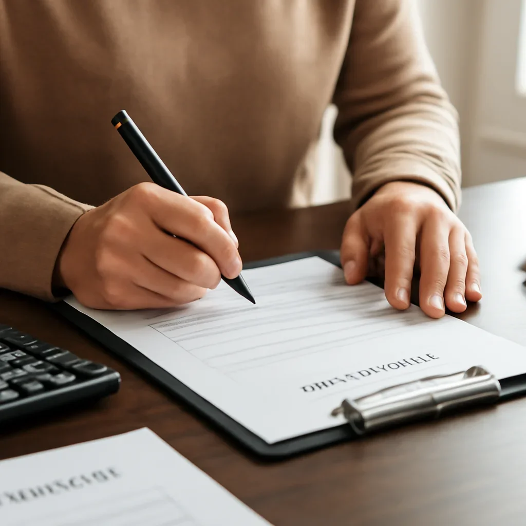Customer preparing insurance information for the next step in Masset