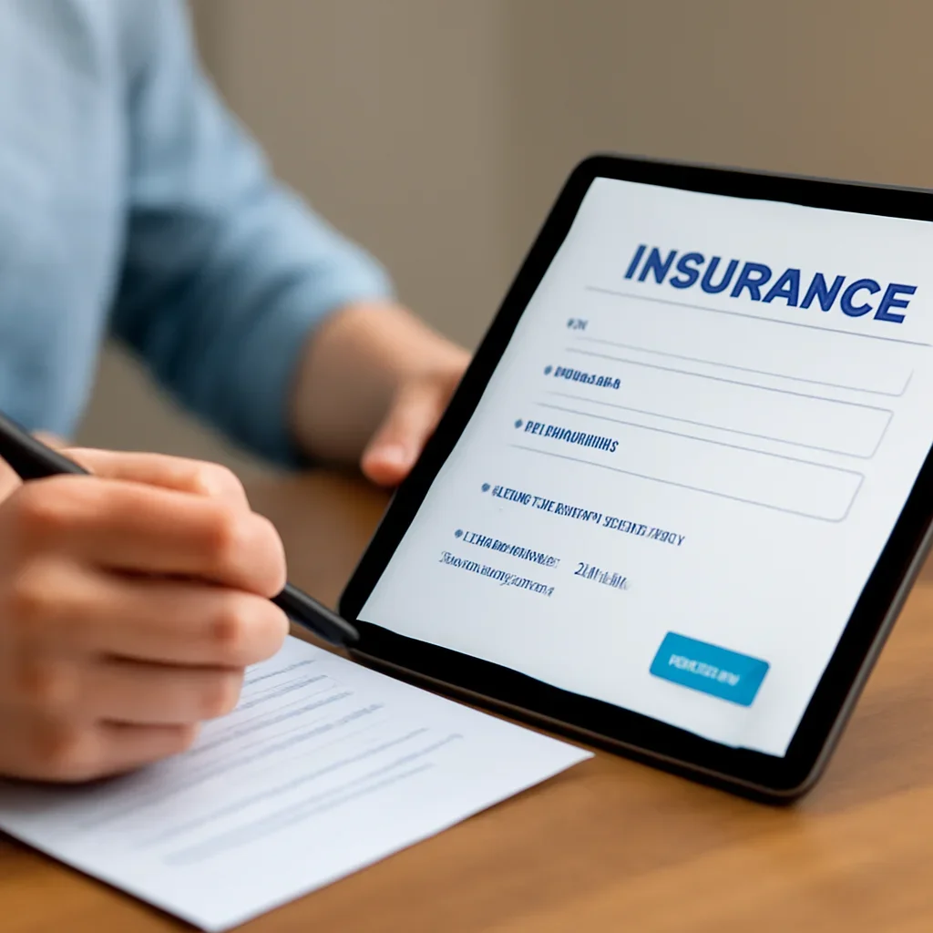 Customer preparing insurance information for the next step in Merritt