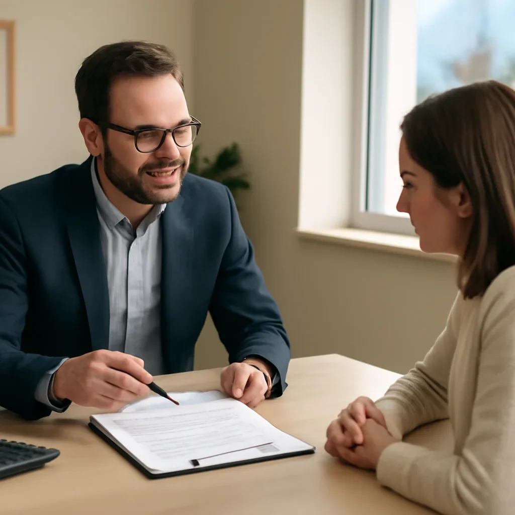 Broker reviewing auto insurance details in North Vancouver