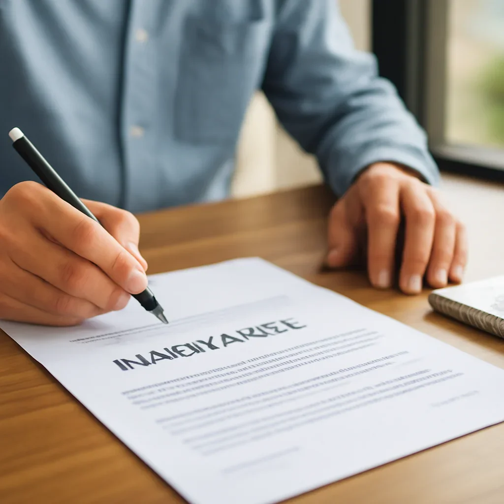 Customer preparing insurance information for the next step in Parksville