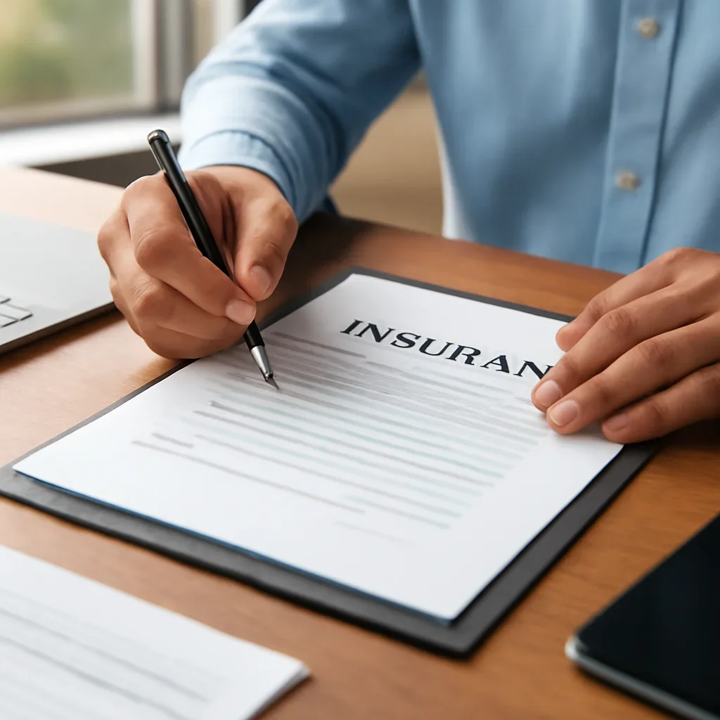 Customer preparing insurance information for the next step in Surrey