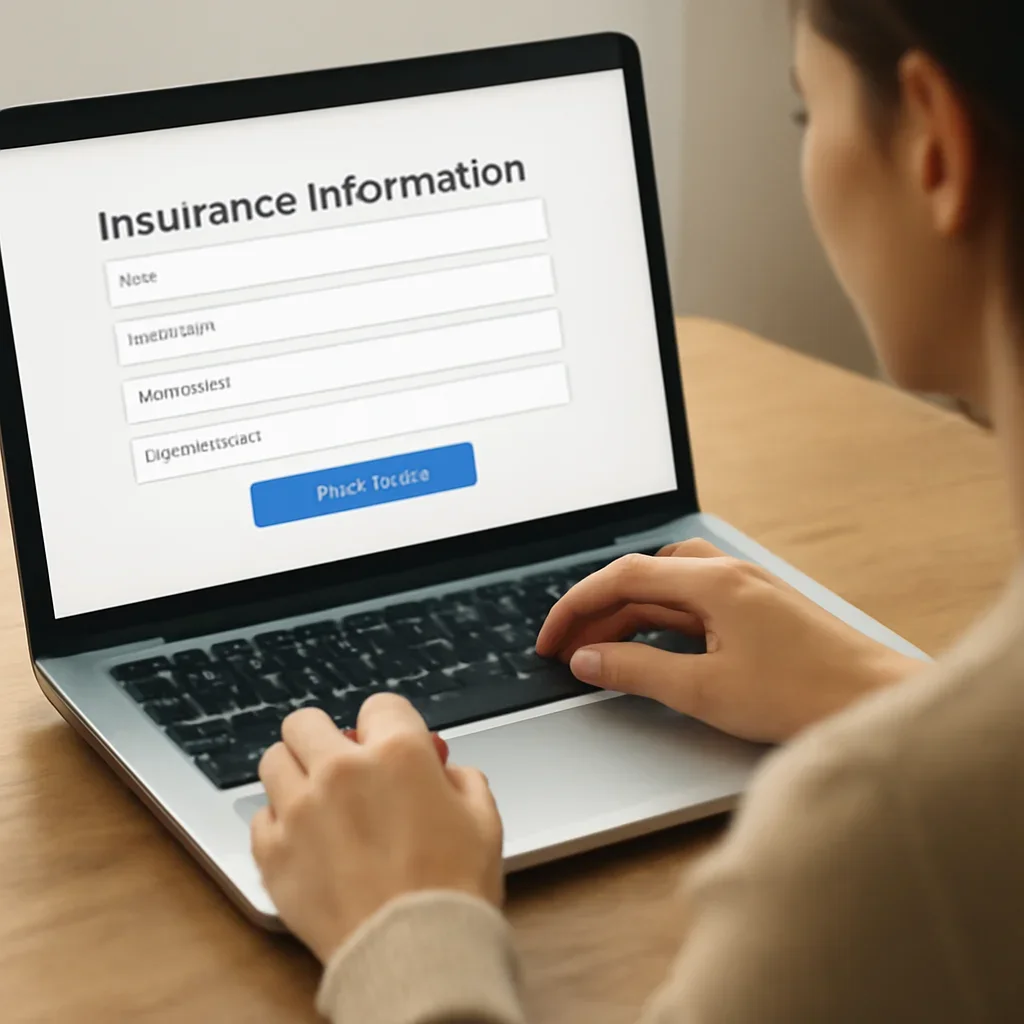 Customer preparing insurance information for the next step in Trail