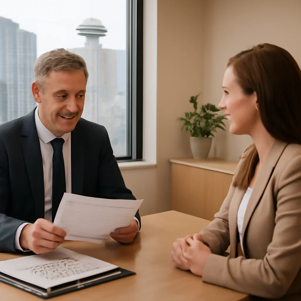Broker reviewing business insurance details in Vancouver