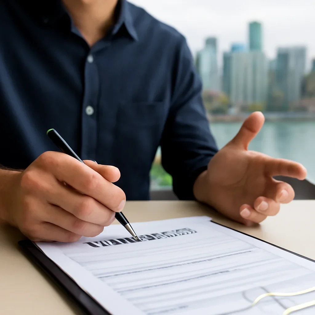 Customer preparing insurance information for the next step in Vancouver