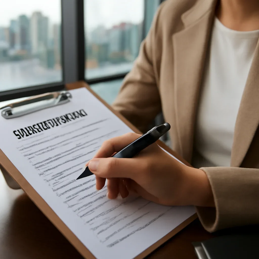 Customer preparing insurance information for the next step in Vancouver