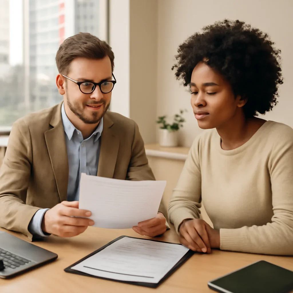 Broker reviewing tenant insurance details in Vancouver