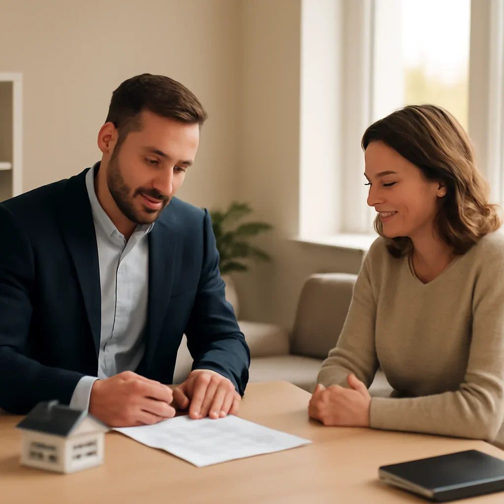Broker reviewing home insurance details in Vernon