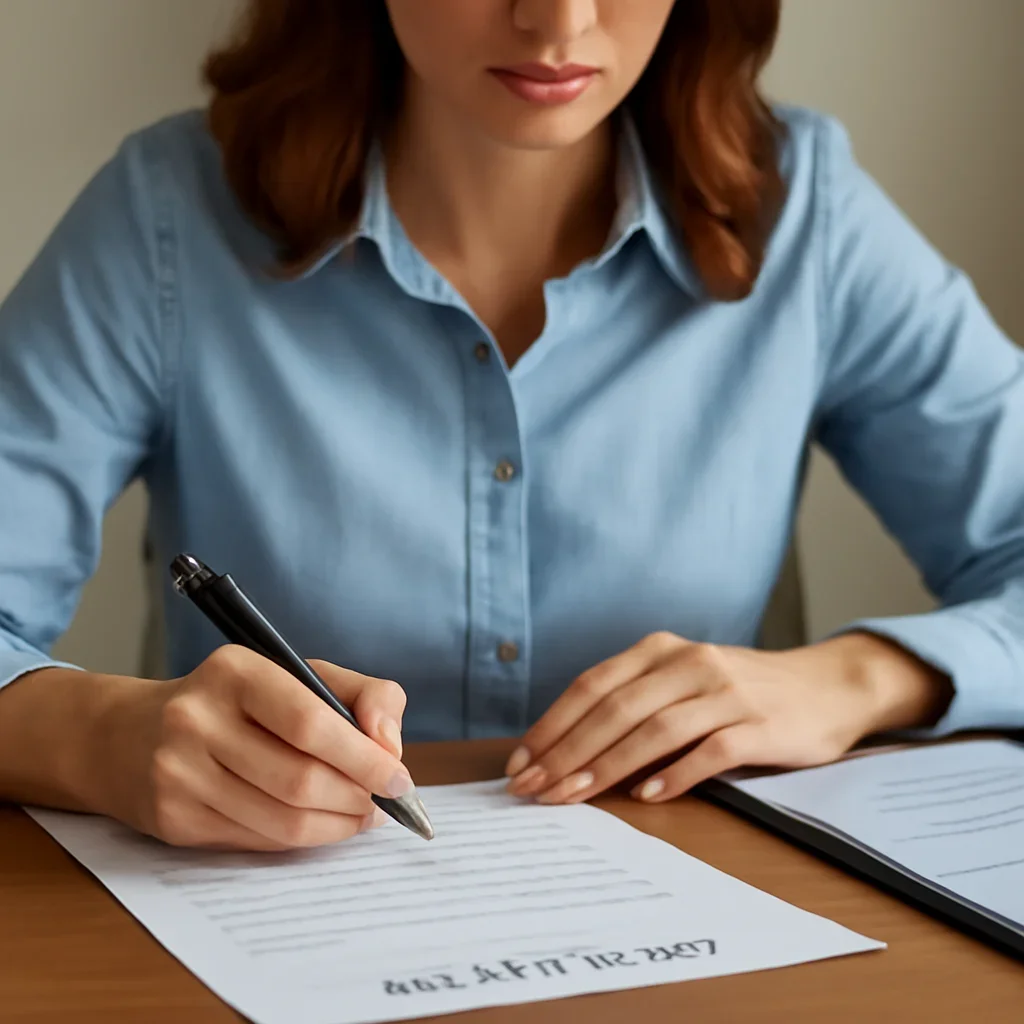 Customer preparing insurance information for the next step in Victoria