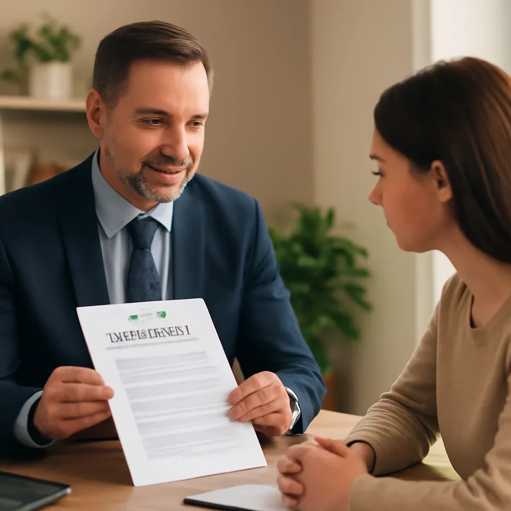 Broker reviewing home insurance details in Victoria