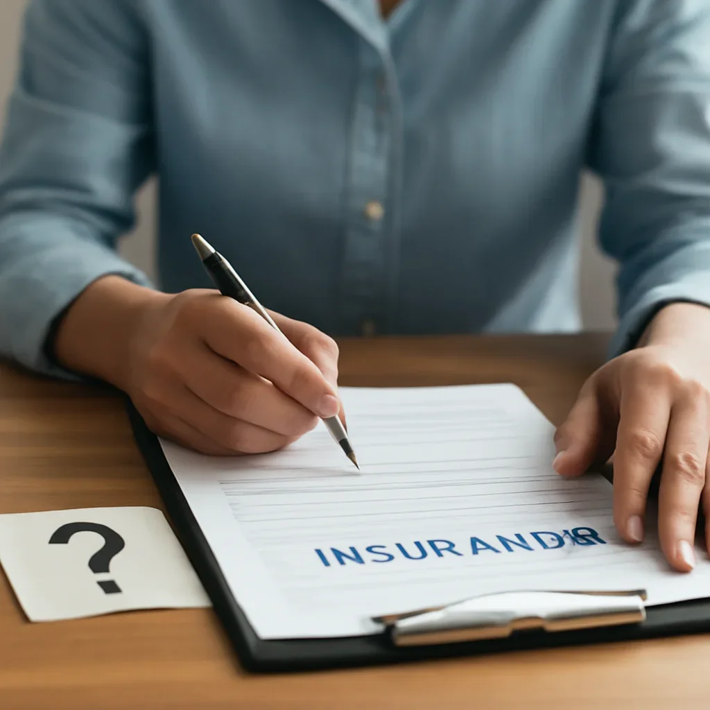 Customer preparing insurance information for the next step
