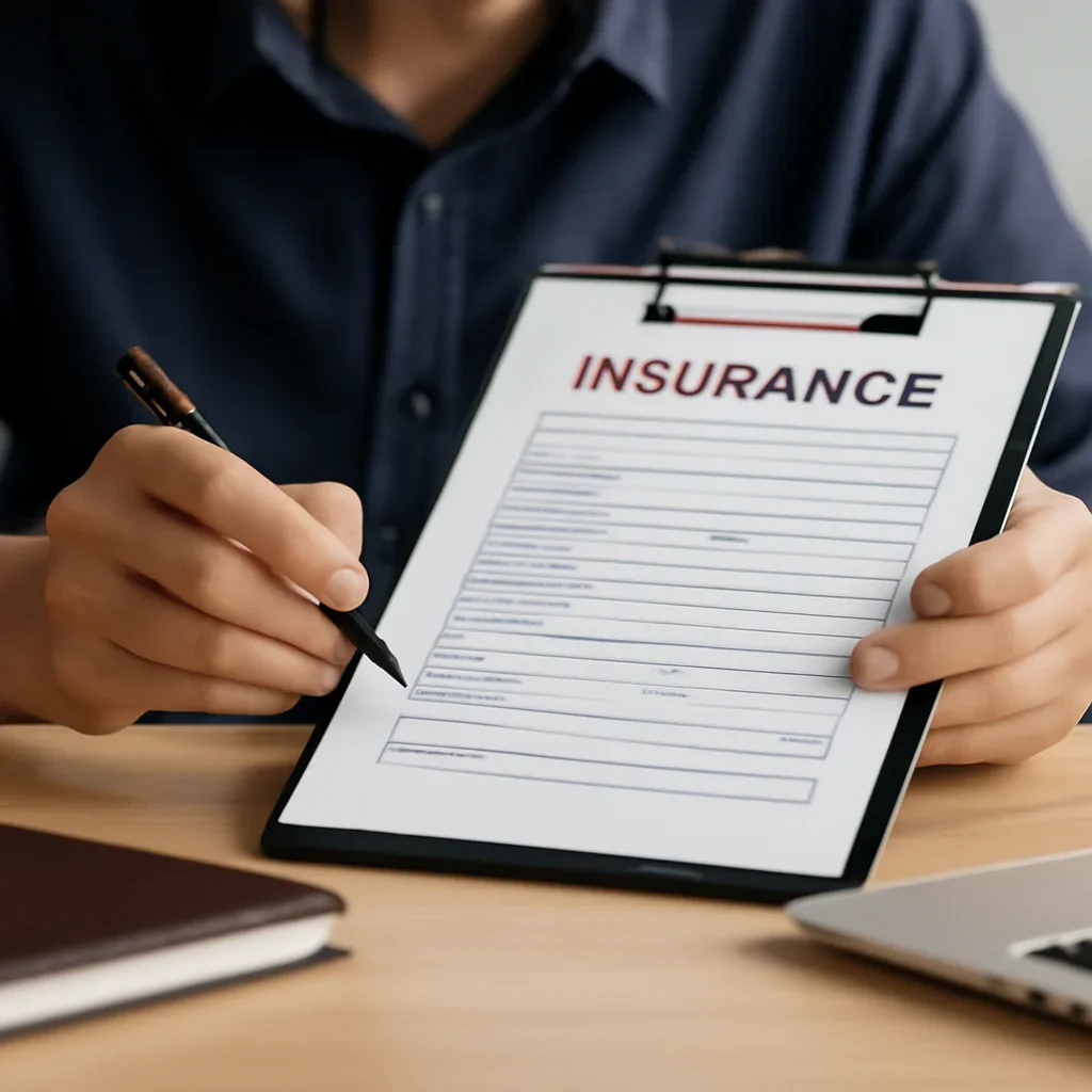Customer preparing insurance information for the next step
