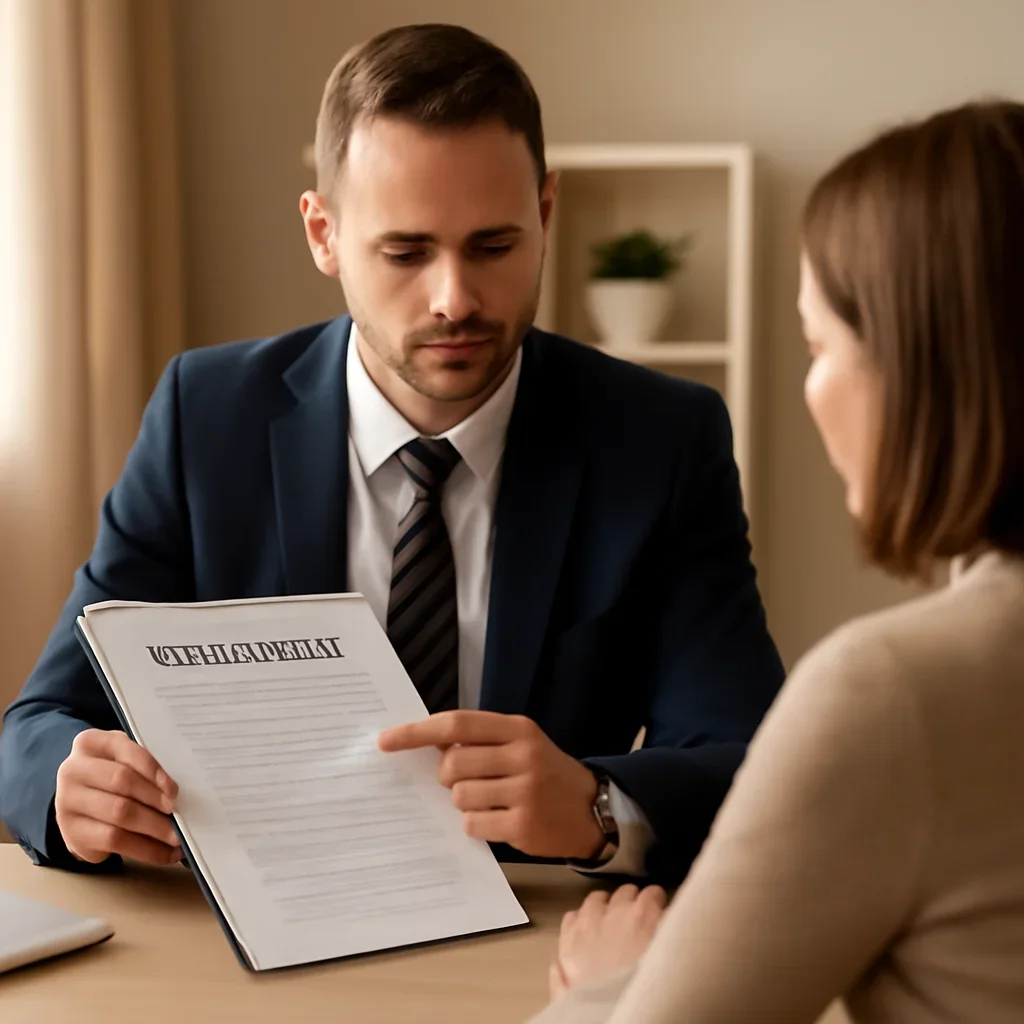 Broker reviewing best home insurance in details