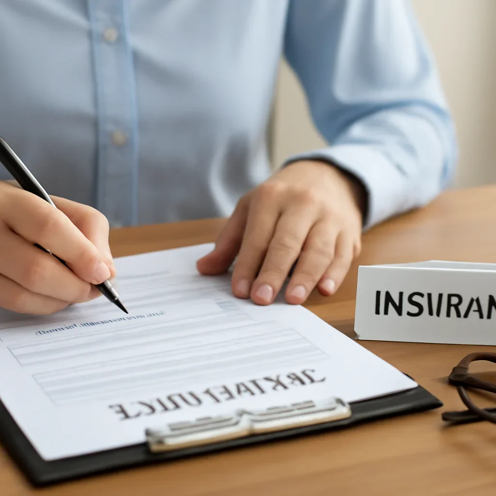 Customer preparing insurance information for the next step