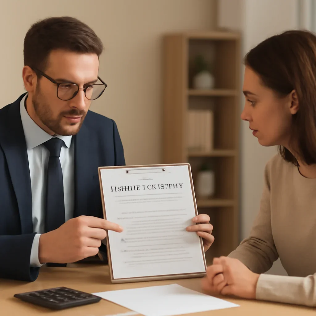 Broker reviewing best life insurance in details