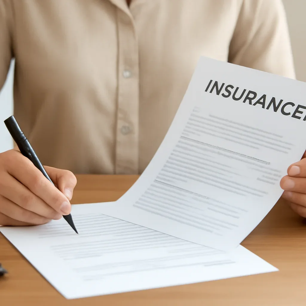 Customer preparing insurance information for the next step
