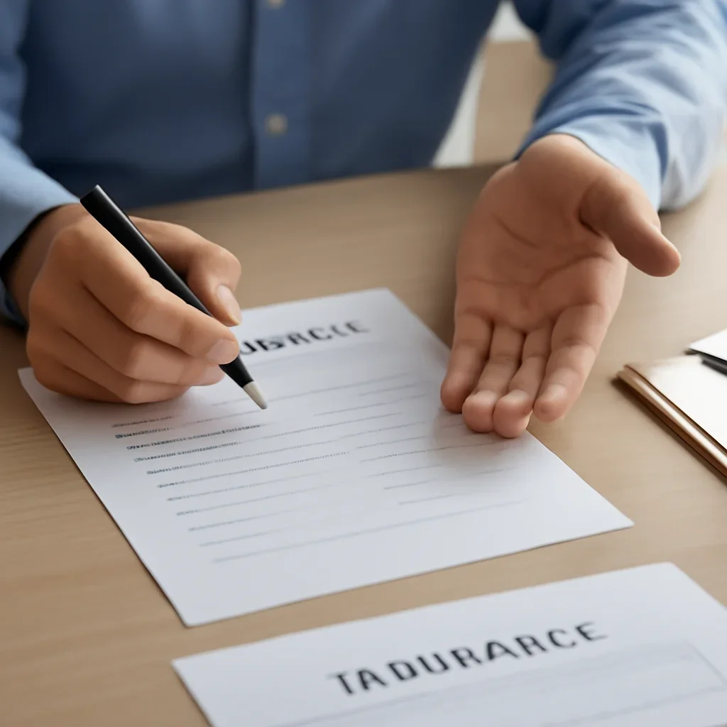Customer preparing insurance information for the next step