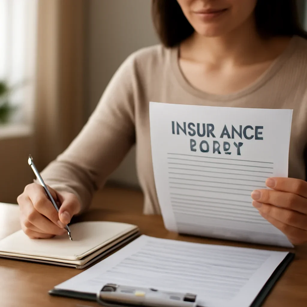 Customer preparing insurance information for the next step