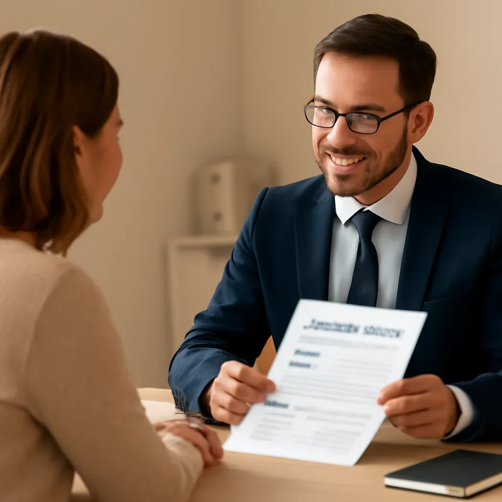 Broker reviewing home insurance quotes details
