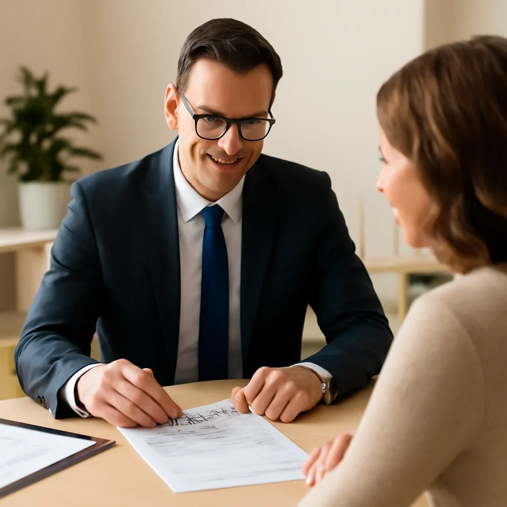 Broker reviewing insurance comparisons details