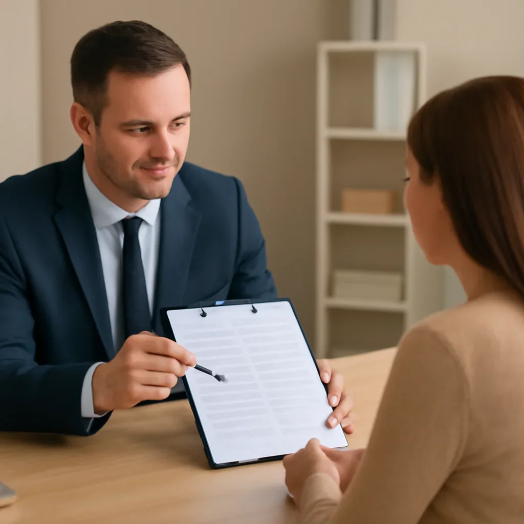 Broker reviewing tenant insurance quotes details