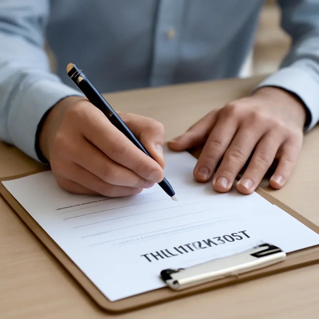 Customer preparing insurance information for the next step