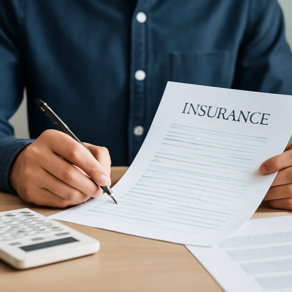 Customer preparing insurance information for the next step