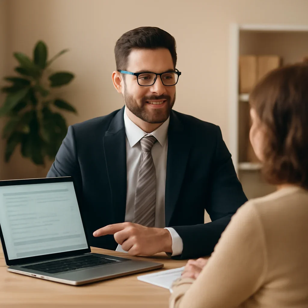 Broker reviewing online quote request details
