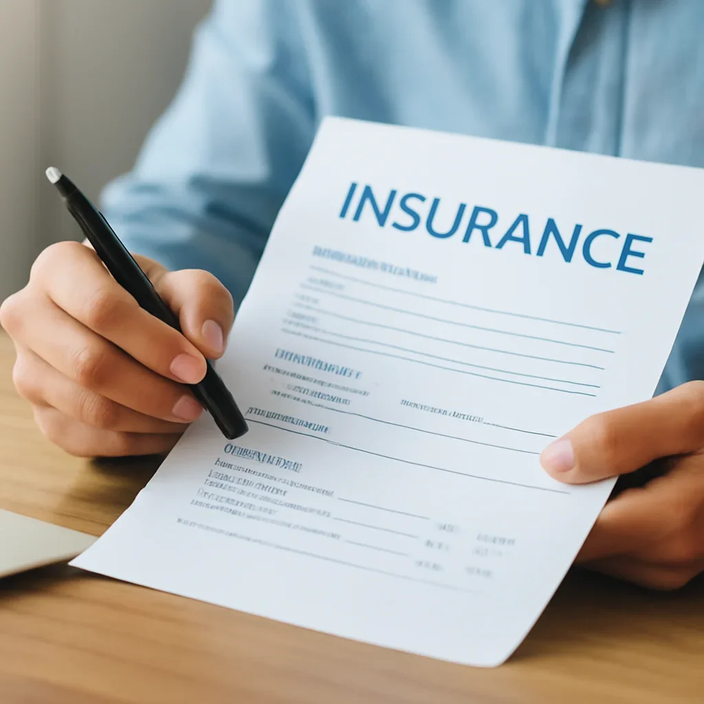 Customer preparing insurance information for the next step