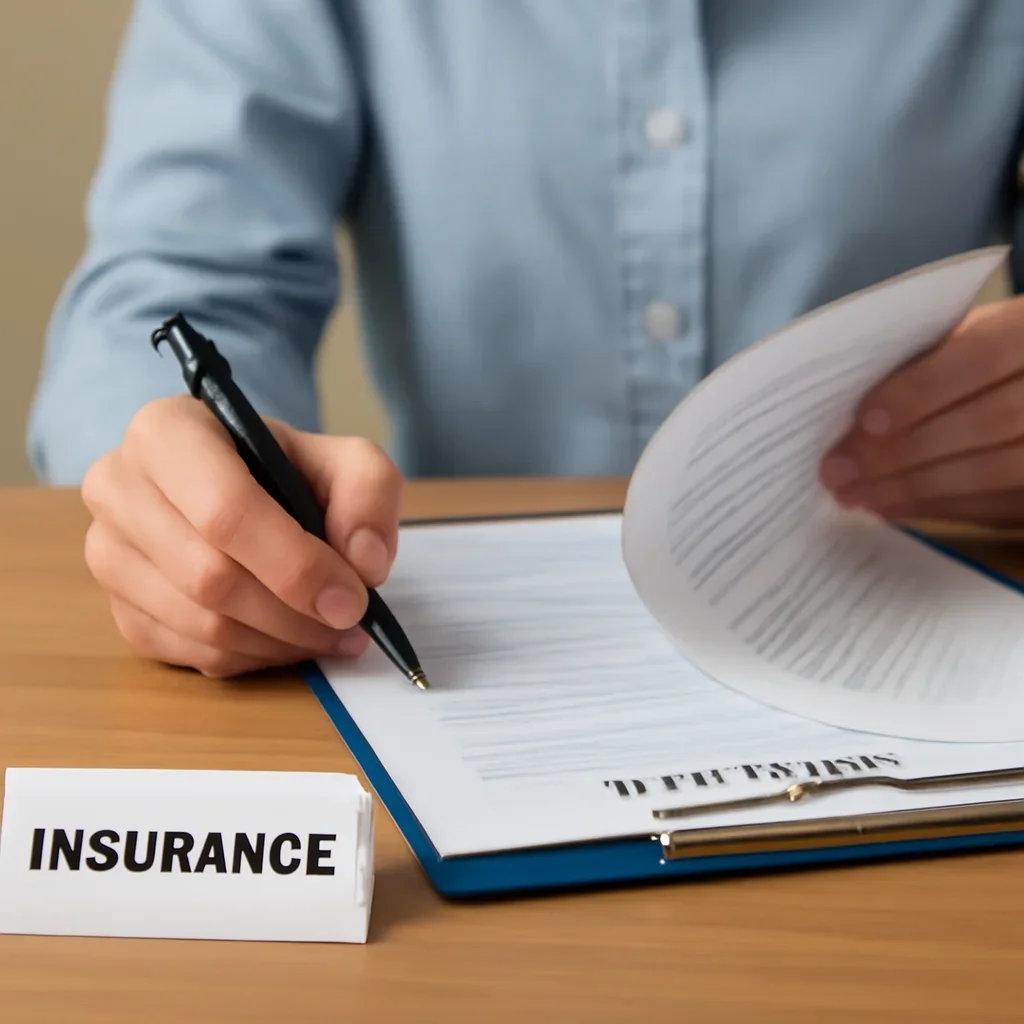 Customer preparing insurance information for the next step