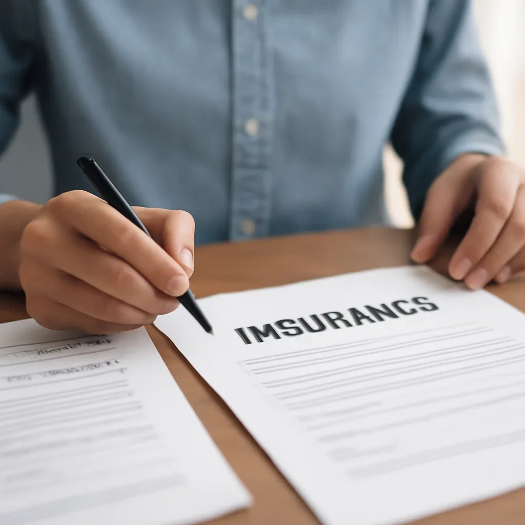 Customer preparing insurance information for the next step