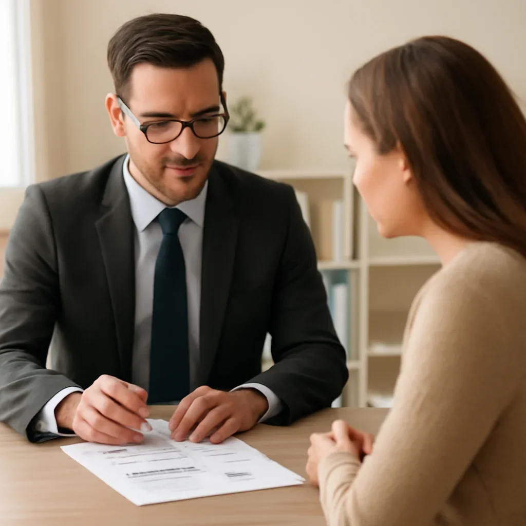 Broker reviewing pricing & referral costs details