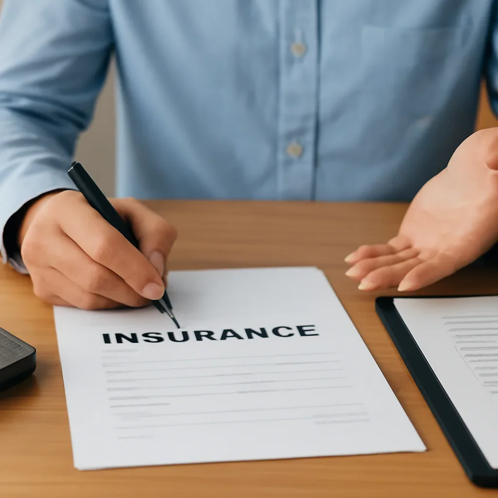 Customer preparing insurance information for the next step