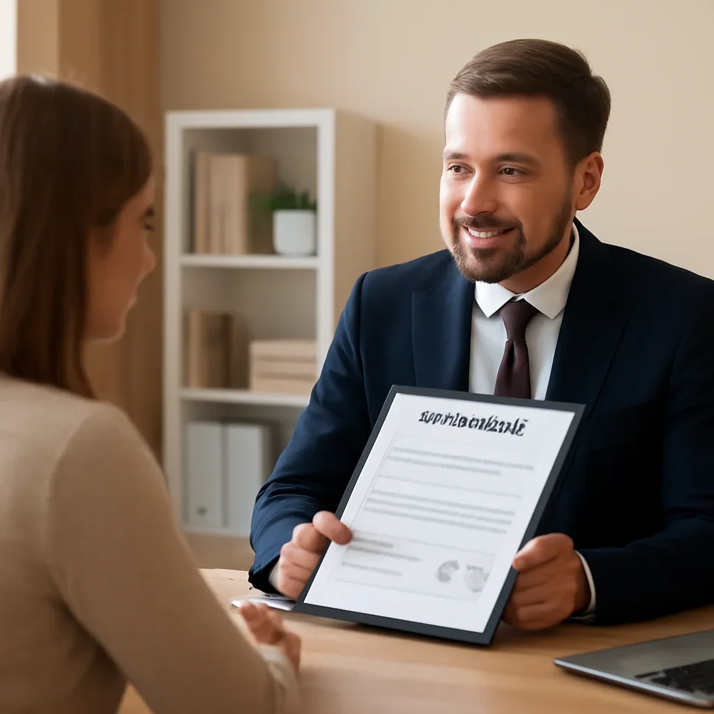 Broker reviewing auto insurance details