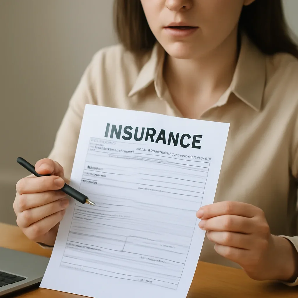 Customer preparing insurance information for the next step