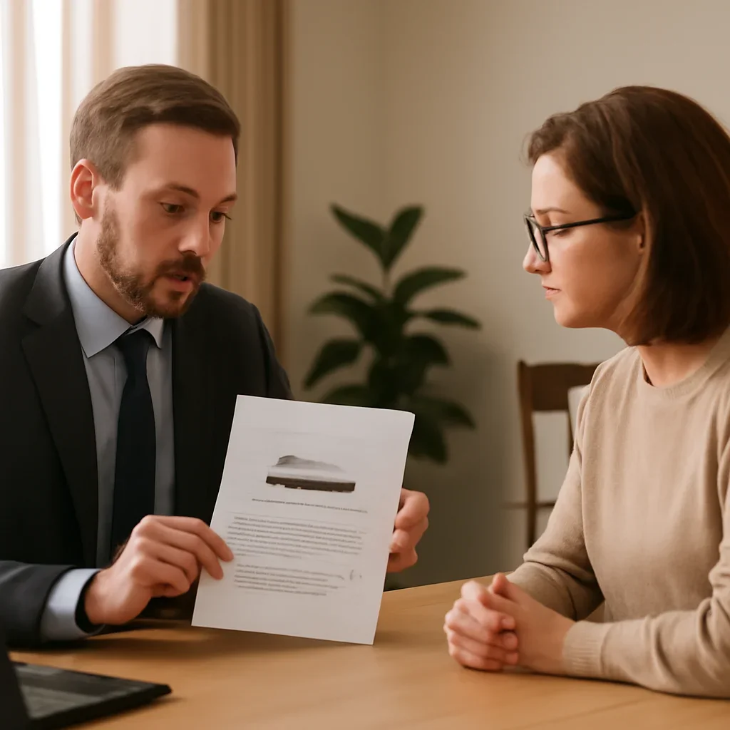 Broker reviewing boat insurance details